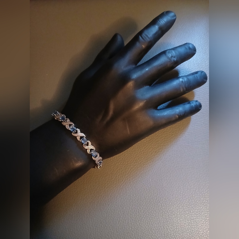 Rare Vintage Blue Sapphire with Diamond Accent Bracelet